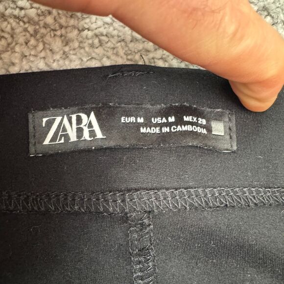 Zara High Rise Slim Fit Ankle Trouser Pants Womens Medium Black Classic 26x25.5 - Picture 3 of 13